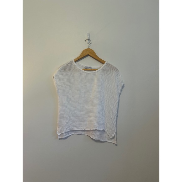 Michael Stars Tops - Michael Stars White Crinkle Gauze Cap Sleeve Boxy Top | Size Small